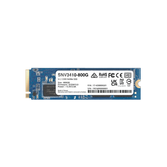 SSD NVMe M.2 SNV3410/3510 | SSD 400GB | Alto Rendimiento 400000 IOPS Lectura | 70000 IOPS Escritura | Resistencia 1022 TBW | Protección de Datos Integral | Análisis de Vida Útil | Diseñada para Sistemas Synology.
