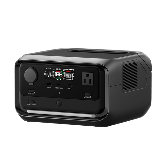 EcoFlow River 3 Plus | Estación de Energía Portátil 286Wh Litio LFP / 4 AC 800W (Max. 1600W) / 1 USB-C 100W / 3 USB -A 12W / Cargador de Coche 10A, 126W Max. / Conectividad WiFi y Bluetooth (App) / Carga Solar 220W Max.