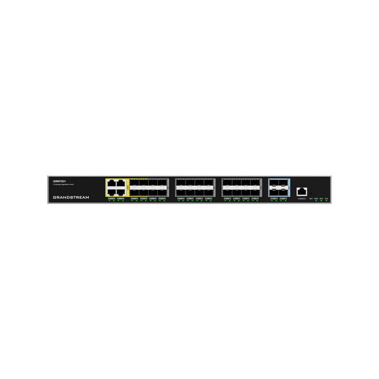 Switch de Agregación Capa 3 / 4 Puertos Gigabit Ethernet / 24 Puertos Gigabit SFP / 4 Puertos 10Gigabit SFP+ / QoS Integrada / Soporte IPv6 e IPv4 / Seguridad Avanzada / Stacking /