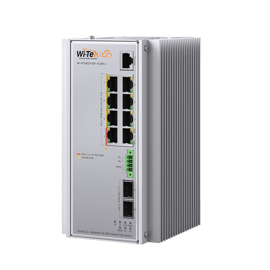 Switch Industrial Administrable Gigabit con 2 Puertos PoE bt + 6 Puertos PoE af/at o 24 V Pasivo + 2 SFP Gigabit, 240 W