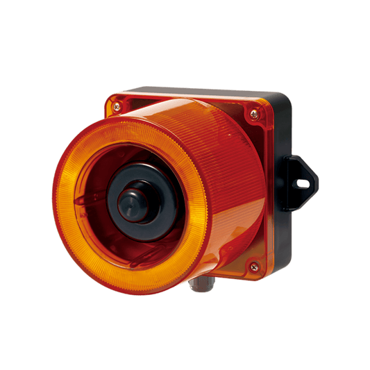 Combinacion de baliza LED color Ámbar y sirena electrónica de 31 tonos resistente a la intemperie de volumen máx. 123 dB a 110-240 VCA