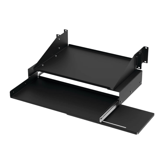 Charola deslizable de instalación en rack de 19in, Para teclado con estante para monitor, Capacidad de 45.5kg 4UR.