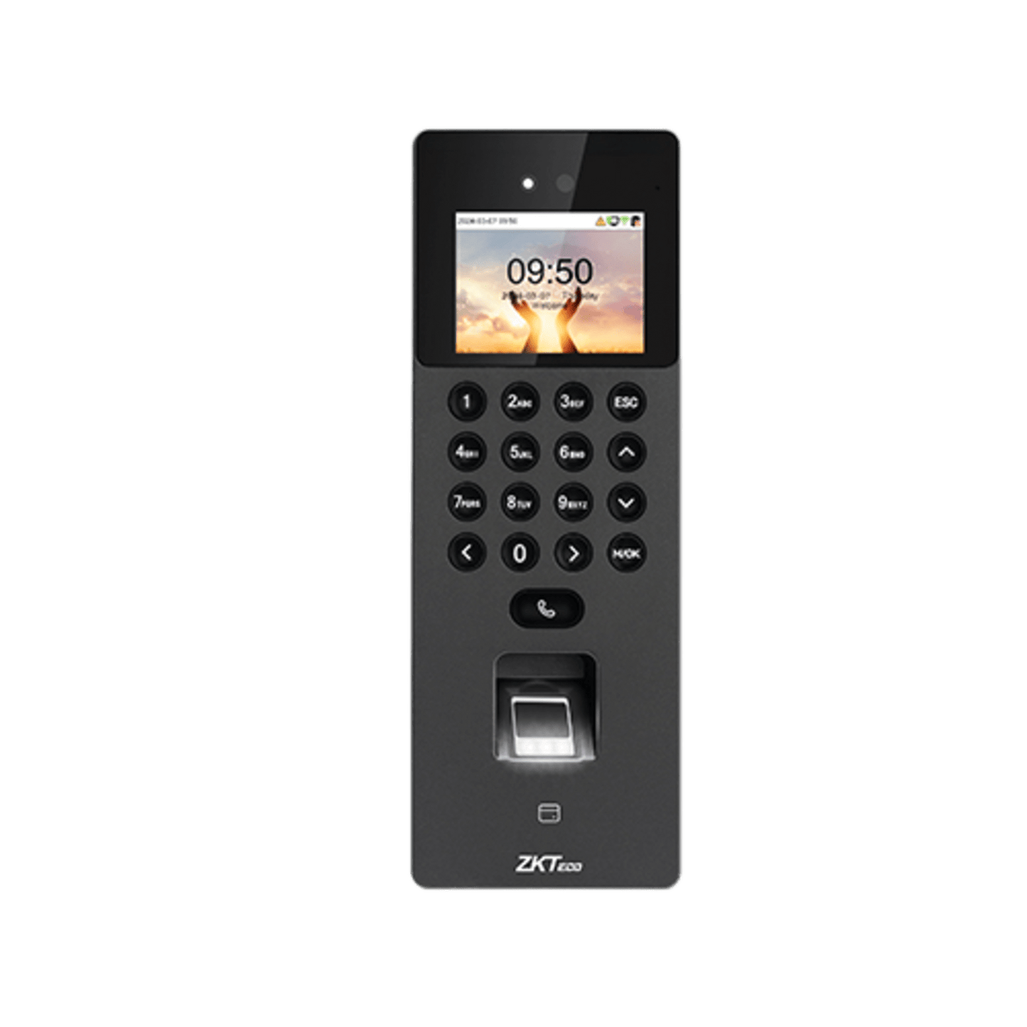 Terminal de Control de Acceso Multi-biométrico / Cámara Binocular 1MP / 3,000 Capacidades de Plantilla / Video Intercomunicador (SIP) / Varias Autenticaciones / Compatible ONVIF y SIP / Firmware AC y TA Push / Interconexión Zlink
