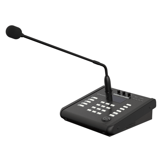 Micrófono IP SIP / Frecuencia 100Hz~6kHz / PoE IEEE 802.3 af / 10/100 Base-T / Protocolos SIP, HTTP, HTTPS / Seguridad SHA-2 / Certificaciones EMC y Safety