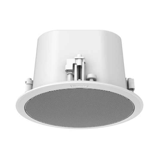 Altavoz IP para instalacion en plafon / 10W / PoE+ / Para integración con sistema Hanwha / SIP, IPv4, HTTP, DNS, NTP, TCP, UDP, ARP.