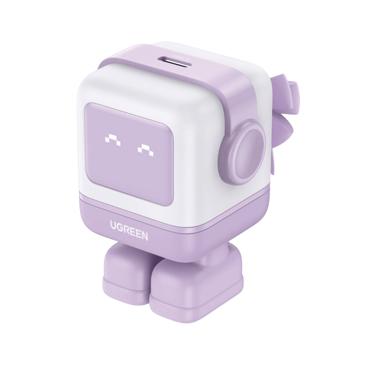 Cargador Mini GaNRobot 30W serie UNO | 1 USB-C de Carga Rápida | Tecnología GaN II | Multiprotocolo PD/QC/SCP/FCA | Carga Inteligente | Pantalla LED | Zapato Magnético Extraíble | Thermal Guard | Color Lila.