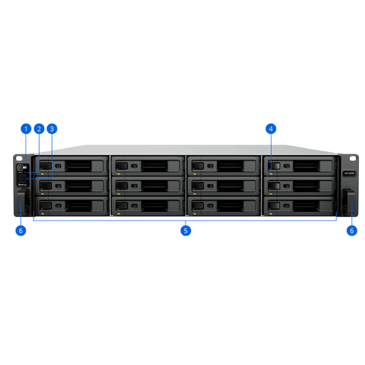 Unidad de Expansión Synology RX1225RP / 12 Bahías para Unidades 3.5" y 2.5" SATA HDD/SSD / Intercambio en Caliente / Fuentes de Alimentación Duales / Montaje en Rack 2U / Garantía de 5 Años