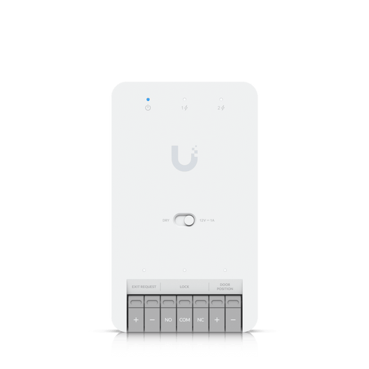 Centro de Control de Acceso Compacto Ubiquiti UniFi / Terminal de Bloqueo 12V / Entradas Adicionales Sensor y Botón / Alimentación PoE++ / Conexión para Dos Lectores o Cámaras / Uso Interior