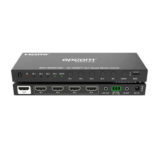 Multivisor HDMI 4x1 | 4K@30Hz | Vista Cuádruple | Cambio Automático/Manual | Control IR