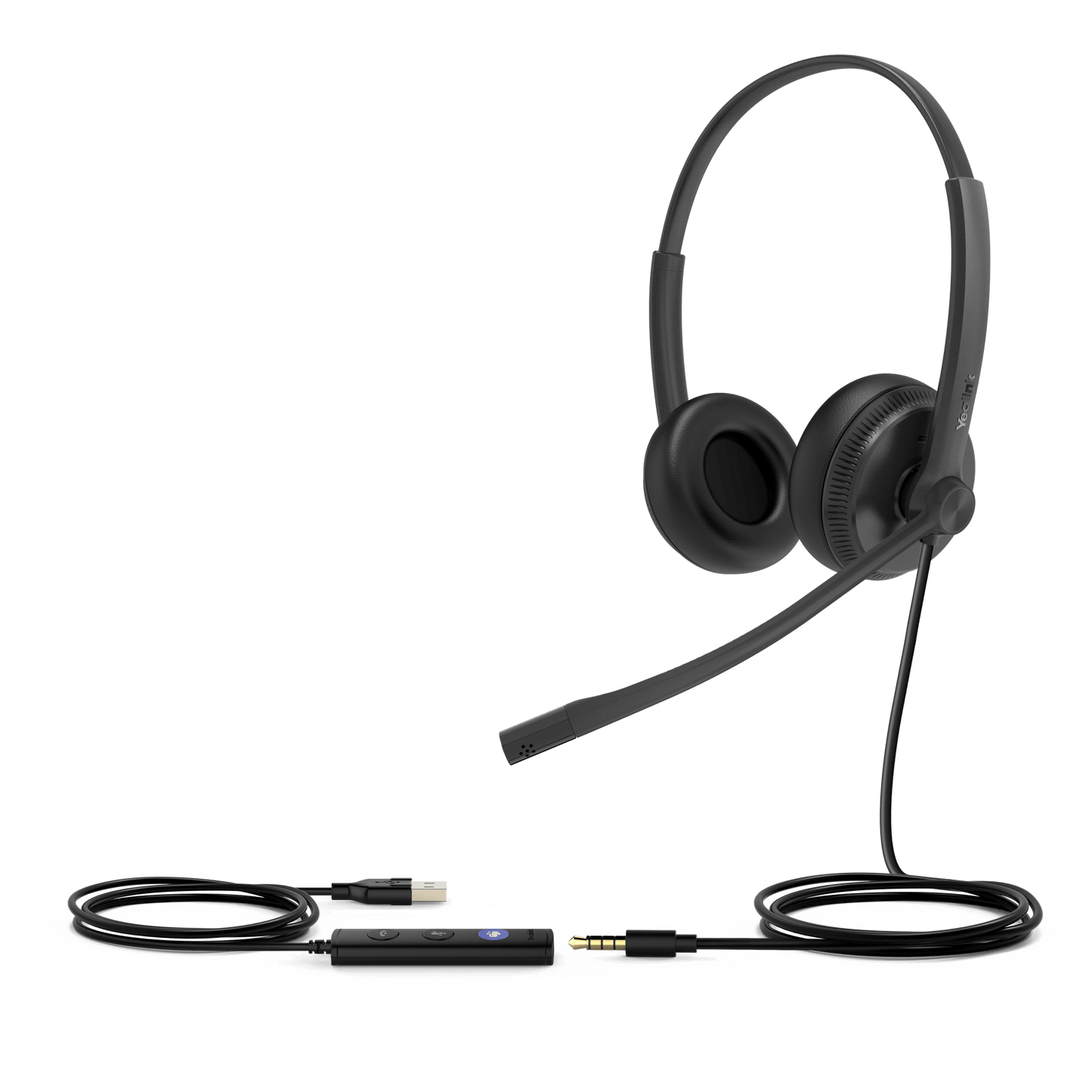 Diadema USB Alámbrica Yealink UH34 Dual Teams C/ Almohadillas de Cuero Compatible con Teléfonos IP Yealink y Computadoras