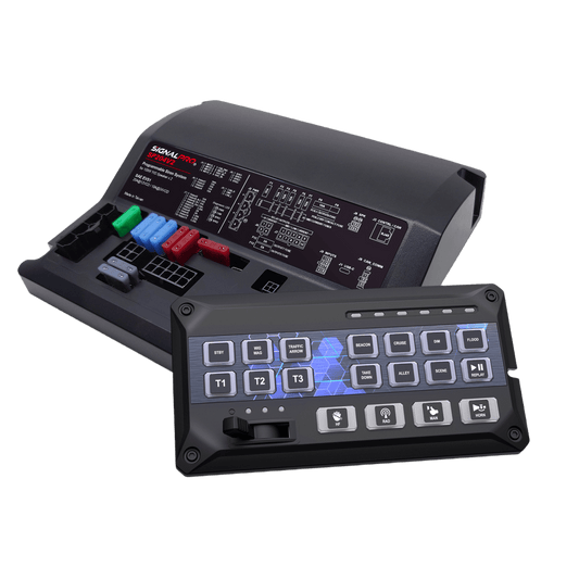 Sirena Vehicular de 200W de Potencia, Programable, Con Controlador de Panel Deslizante de 19 botones, indicador de flecha de tráfico de 6 LED, 12 Salidas Auxiliares