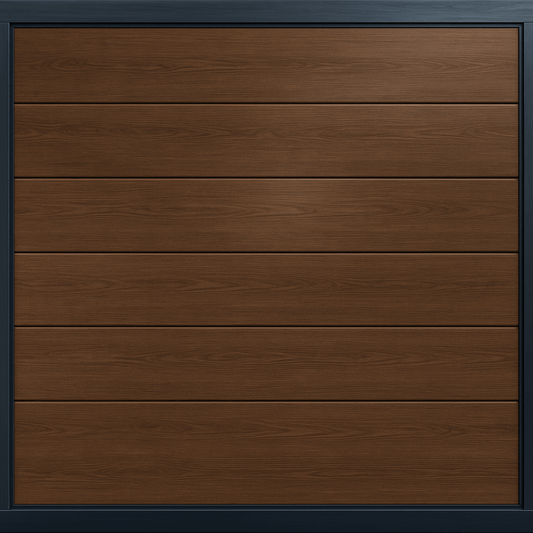 Puerta de Garage de Alta Calidad / Linea Central / Imitacion madera / oscura / 8x7 pies / AISLADA / Estilo Americana.