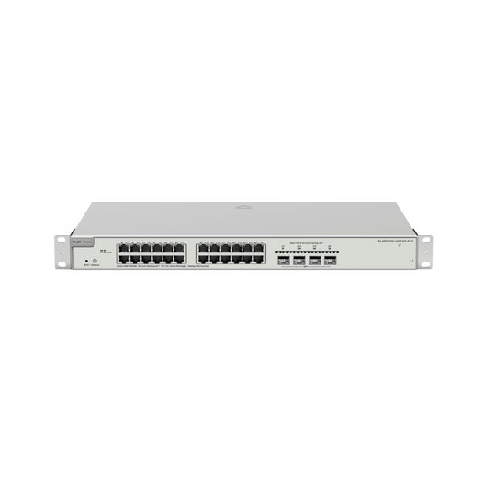 Switch Administrable Capa 3 con 24 puertos Gigabit PoE 802.3af/at + 4 SFP+ para fibra 10Gb, gestión gratuita desde la nube, 370w