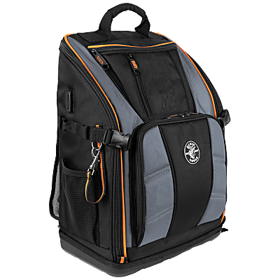 Mochila Profesional Para Herramientas / 27 Bolsillos / Acceso Rápido Y Estación De Trabajo / Base Moldeada Ancha / Interior Naranja / Usb-c / Soporte Para Lámpara