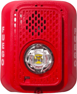 Sirena con Lampara LED Estroboscópica / 2 hilos / Montaje en Pared / Color Rojo / Configuración Estroboscópica Seleccionable