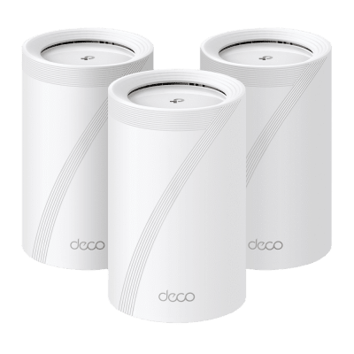 KIT 3 Routers Inalámbrico MESH Interior para Hogar / Triple Banda Wi-Fi 7 BE9300 Mbps / 2 Puerto 2.5 Gigabit WAN/LAN / 4 Antenas Internas / Operación Multi-Link MLO / Administración Mediante la App Deco (iOS, Android) / HomeShield