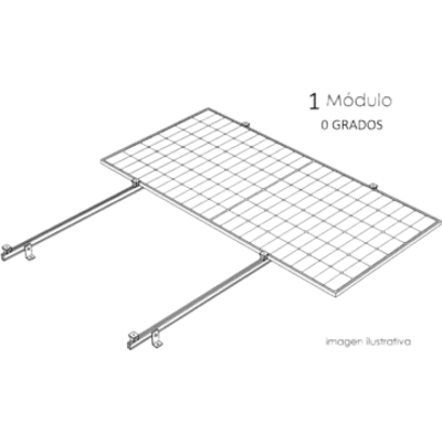 Sistema De Montaje Solar / Techo Plano / 1 Módulo / Inclinación 15° / Resistencia Viento 140 Km/h / Área 4 M² (43.1 Ft²)