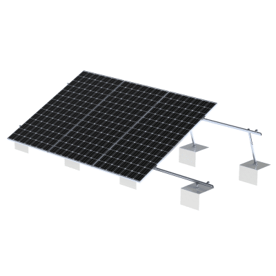 Sistema De Montaje Solar Vektor21 / Estructura Ajustable Aluminio Al6005-t5 / Patas Frontales Y Ajustables / Bases Cemento Personalizables / Ángulos 10°-30° / Torque 11-13 Nm
