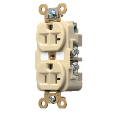 Contacto Dúplex 20 A 125 V / 2 Polos 3 Hilos / Color Marfil /Nema 5-20R /Grado Industrial.
