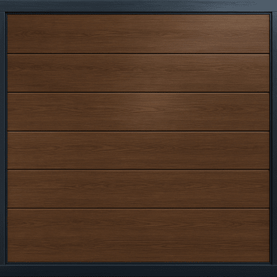 Puerta De Garage De Alta Calidad / Linea Central / Imitacion Madera / Oscura / 16x8 Pies / Aislada / Estilo Americana.
