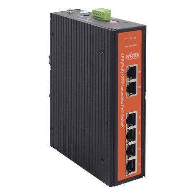 Switch Industrial 4 Puertos Fast Ethernetcon Poe 802.3af/at + 2 Puertos Uplink Gigabit