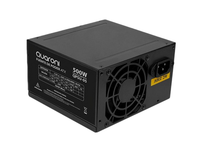 Fuente De Poder Quaroni De 500w/ 24 Pines/ 2sata/ Filtro Emc/ 4 Pin P4 / Color Negro