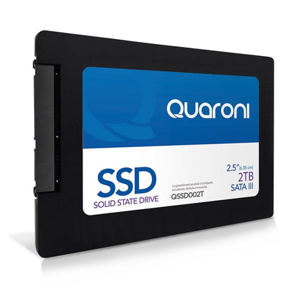 Unidad De Estado Solido Ssd Quaroni 2.5 2tb / Sata3 / 6gb/s 7mm / Lect 500mb/s / Escrit 470mb/s. Caja C/100 Pzas