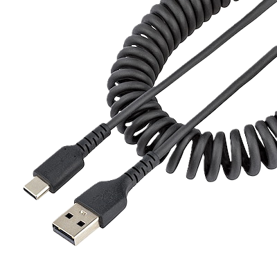 Cable De 50cm De Carga Usb A A Usb C, Cable Usb Tipo C En Espiral De Carga Rapida, Cable Usb 2.0 A A Usbc Negro - Startech.com Mod. R2acc-50c-usb-cable