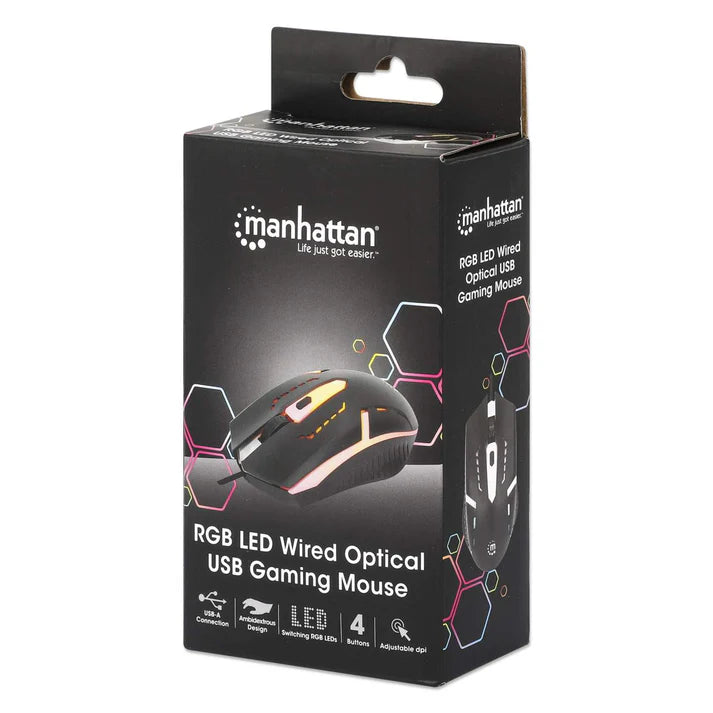 Mouse,manhattan,190206, Óptico Luminiscente Rgb Usb Negro