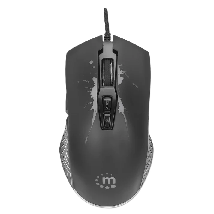 Mouse Optico Gaming, Manhattan, 190220, 7 Botones, 7200 Dpi, Led Rgb, Negro