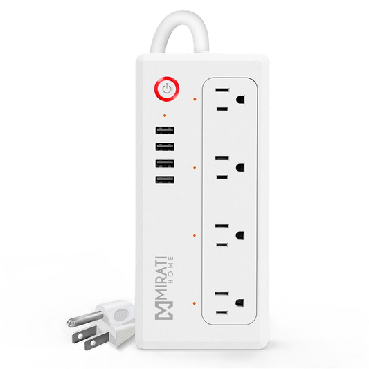 Multicontacto Inteligente Mirati 4 Sockets/4usb/led Indicador/wifi 2.4 Ghz/100 - 240 V/1800 W/ Blanco