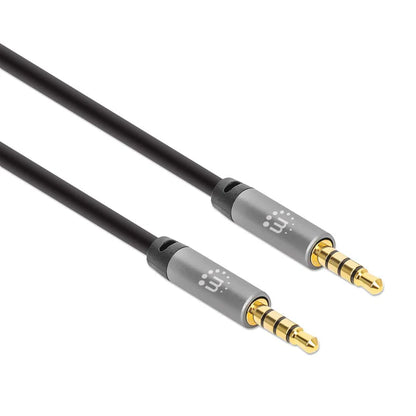Cable Audio,manhattan,355995, Estereo 3.5mm M-m 2.0m Negro/aluminio Plateado