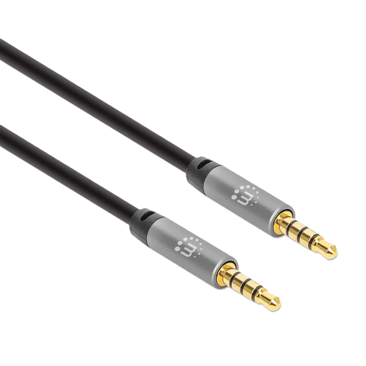 Cable Audio,manhattan,355995, Estereo 3.5mm M-m 2.0m Negro/aluminio Plateado