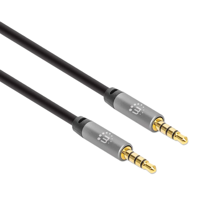 Cable Audio,manhattan,355995, Estereo 3.5mm M-m 2.0m Negro/aluminio Plateado