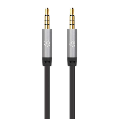 Cable Audio,manhattan,355995, Estereo 3.5mm M-m 2.0m Negro/aluminio Plateado