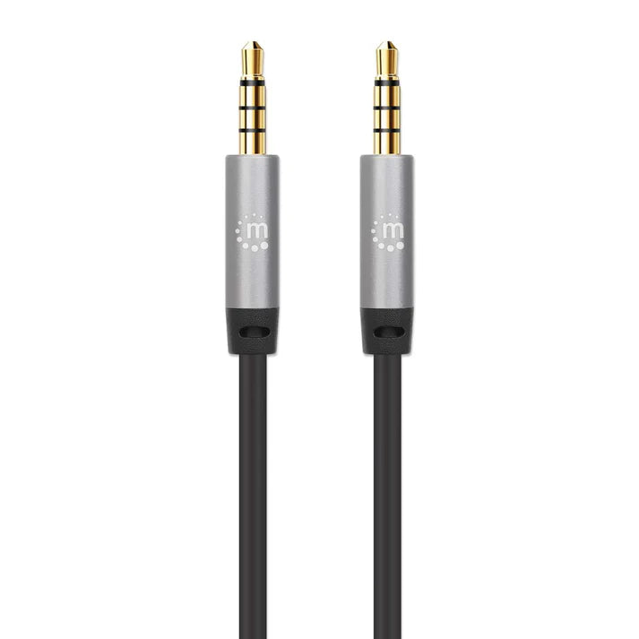 Cable Audio,manhattan,355988, Estereo 3.5mm M-m 1.0m Negro/aluminio Plateado
