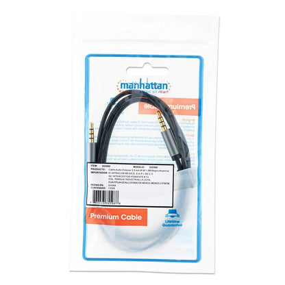 Cable Audio,manhattan,355988, Estereo 3.5mm M-m 1.0m Negro/aluminio Plateado