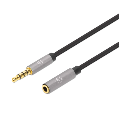 Cable Audio Estereo, Manhattan,  356039, 3.5mm Exten. M-h 2.0m Negro/aluminio Plateado