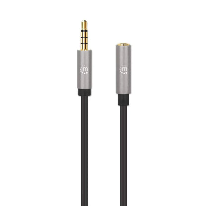 Cable Audio Estereo, Manhattan,  356039, 3.5mm Exten. M-h 2.0m Negro/aluminio Plateado