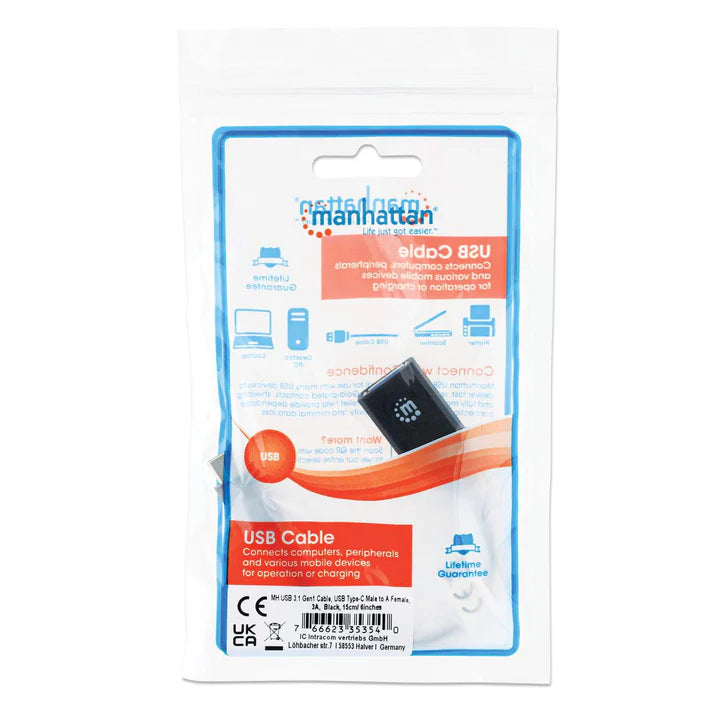 Cable Usb,manhattan,353540,-c V3.1, C-ah 15cm,macho-hembra
