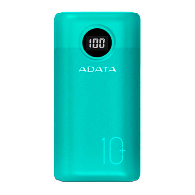 Bateria De Respaldo Adata Power Bank P10000qcd 10000mah/2 Usb A/ 1 Usb C/indicador De Carga Digital Color Verde (ap10000qcd-ggt-cgn)