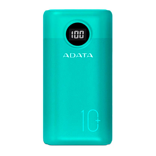 Bateria De Respaldo Adata Power Bank P10000qcd 10000mah/2 Usb A/ 1 Usb C/indicador De Carga Digital Color Verde (ap10000qcd-ggt-cgn)