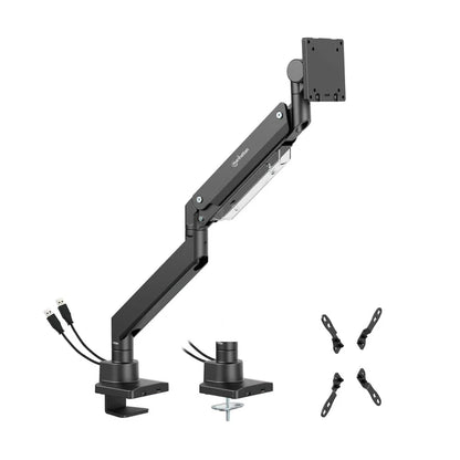 Soportes/manhattan/462594/soporte De Aluminio Con Pistón De Gas Y Puertos Usb Para Un Monitor De 17 A 57