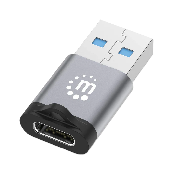 Adaptador,manhattan,356305, Usb-c V3.2 Gen1, Am-ch, 5gbps 3a, Aluminio Gris Espacial/negro