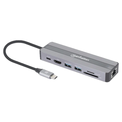 Docking Usb, Manhattan, 153928, -c  7 Ptos, Hdmi, Red, Usb-c Pd/2xusbv3.2, Sd/micro Sd