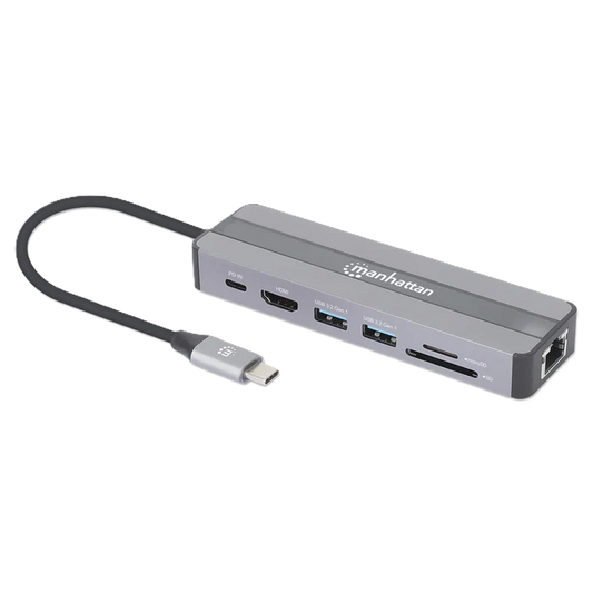 Docking Usb, Manhattan, 153928, -c  7 Ptos, Hdmi, Red, Usb-c Pd/2xusbv3.2, Sd/micro Sd