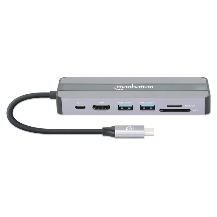Docking Usb, Manhattan, 153928, -c  7 Ptos, Hdmi, Red, Usb-c Pd/2xusbv3.2, Sd/micro Sd