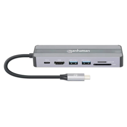 Docking Usb, Manhattan, 153928, -c  7 Ptos, Hdmi, Red, Usb-c Pd/2xusbv3.2, Sd/micro Sd