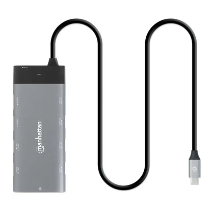 Docking Usb-c , Manhattan, 130714 ,10 Ptos, 2xhdmi, 5xusb-a, Usb-c, Usb-c Pd, Rj45, Tarjeta Sd-microsd