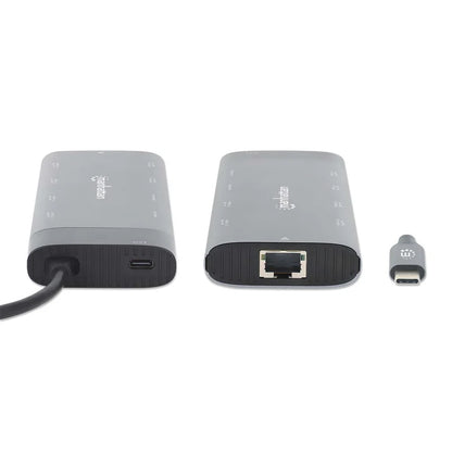 Docking Usb-c , Manhattan, 130714 ,10 Ptos, 2xhdmi, 5xusb-a, Usb-c, Usb-c Pd, Rj45, Tarjeta Sd-microsd